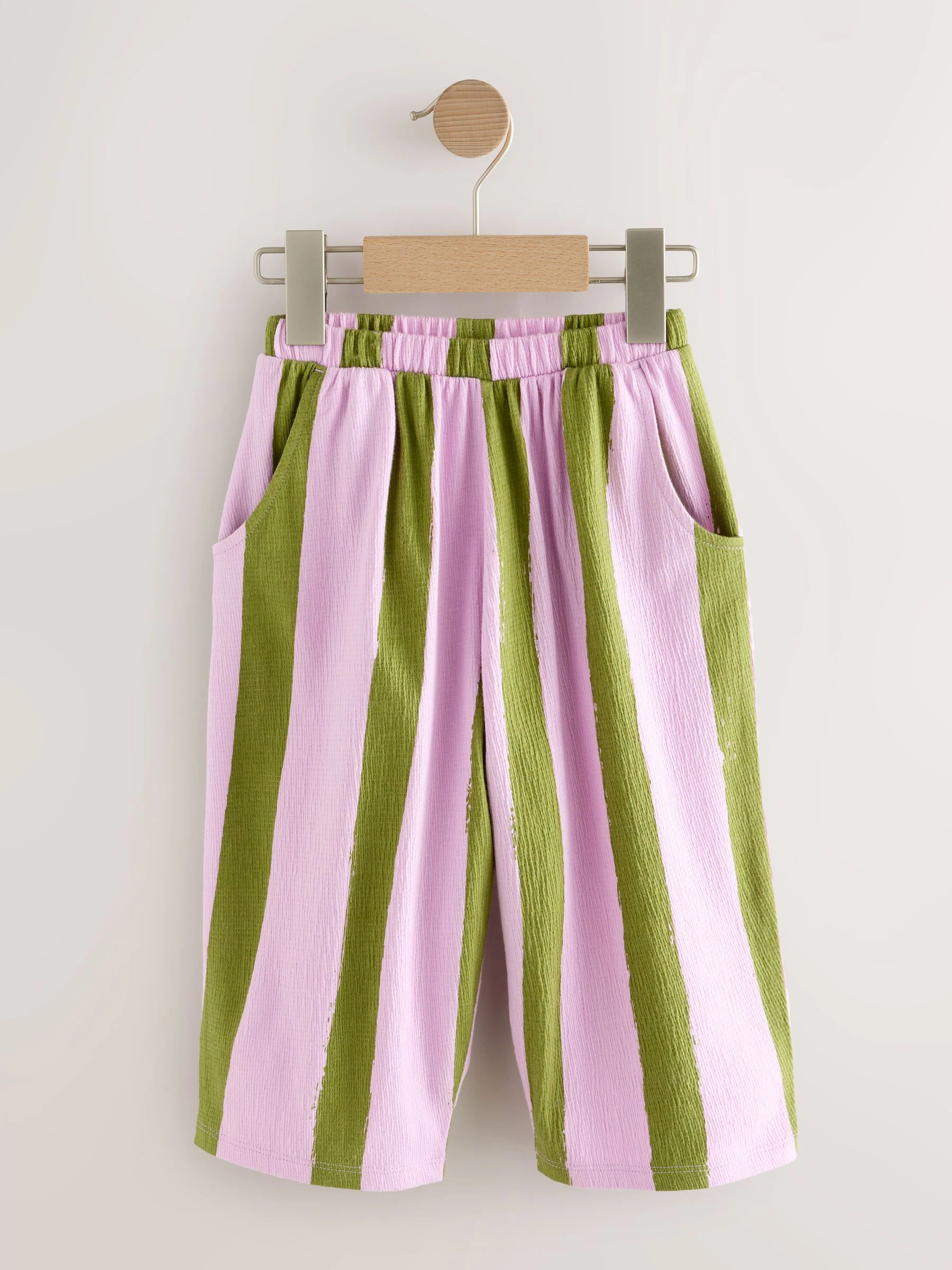 Roze-groen gestreept - Barrel Trousers (3mths-7yrs)