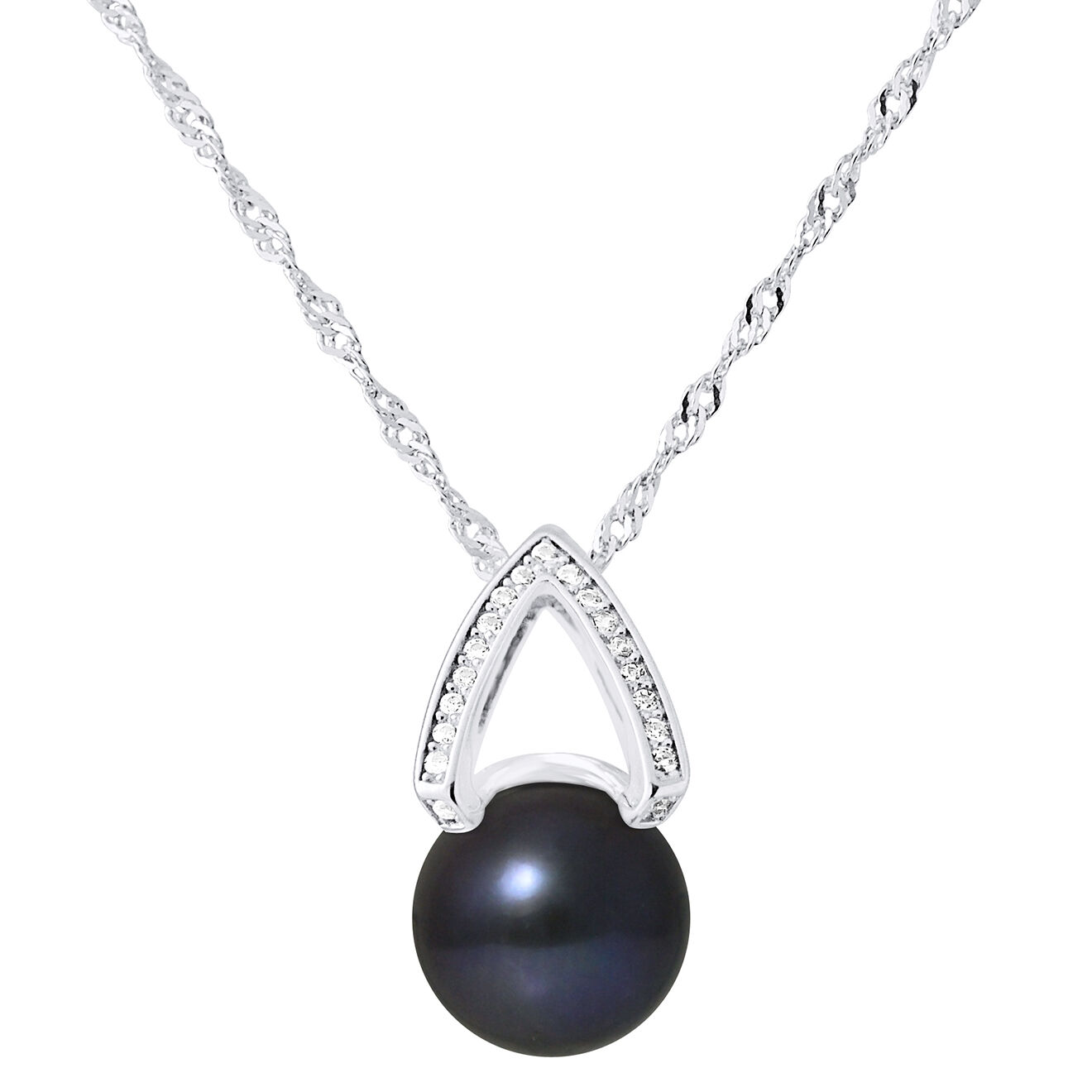 Mitzuko Collier Argent Perle d'Eau Douce noire