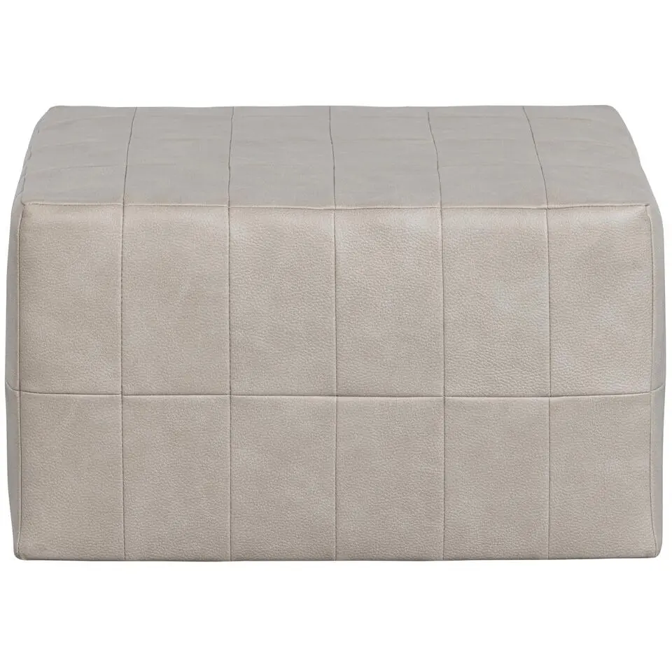 WOOOD Patchwork Poef - Leerlook - Naturel - 36x60x60