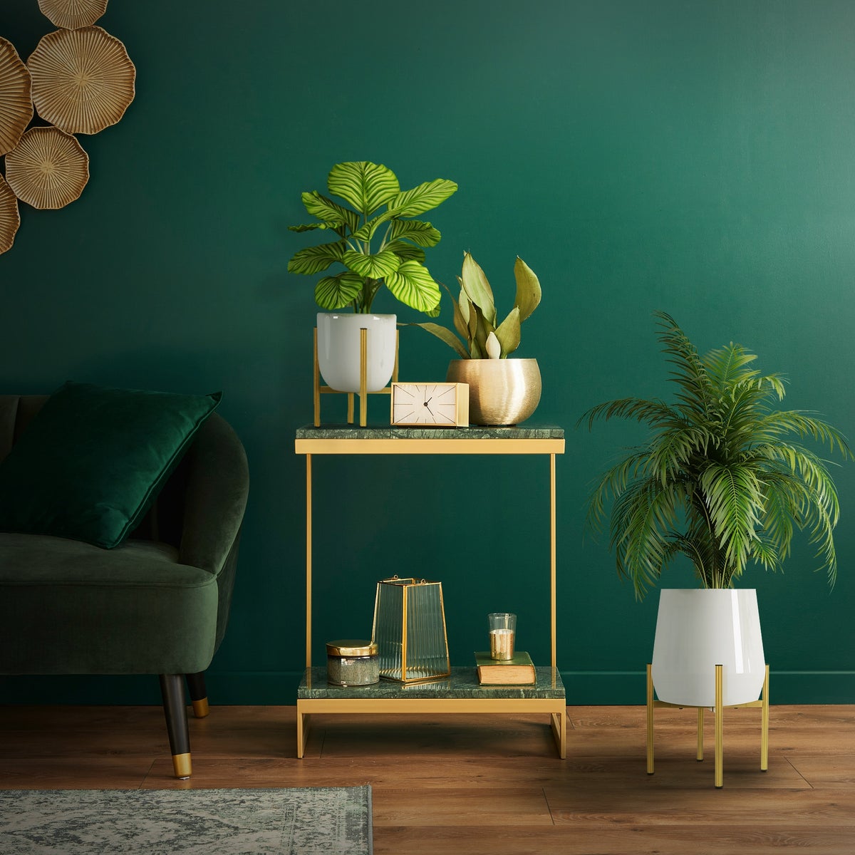 ML-Design Bloemenstandaard, Goud, 18-25x18-25x30 cm, Verstelbare, Moderne Bloempotstandaard, Stevige Metalen Plantenstandaard, Verstelbare Bloempothouder, Bloempotdecoratie, Bloemenhouder