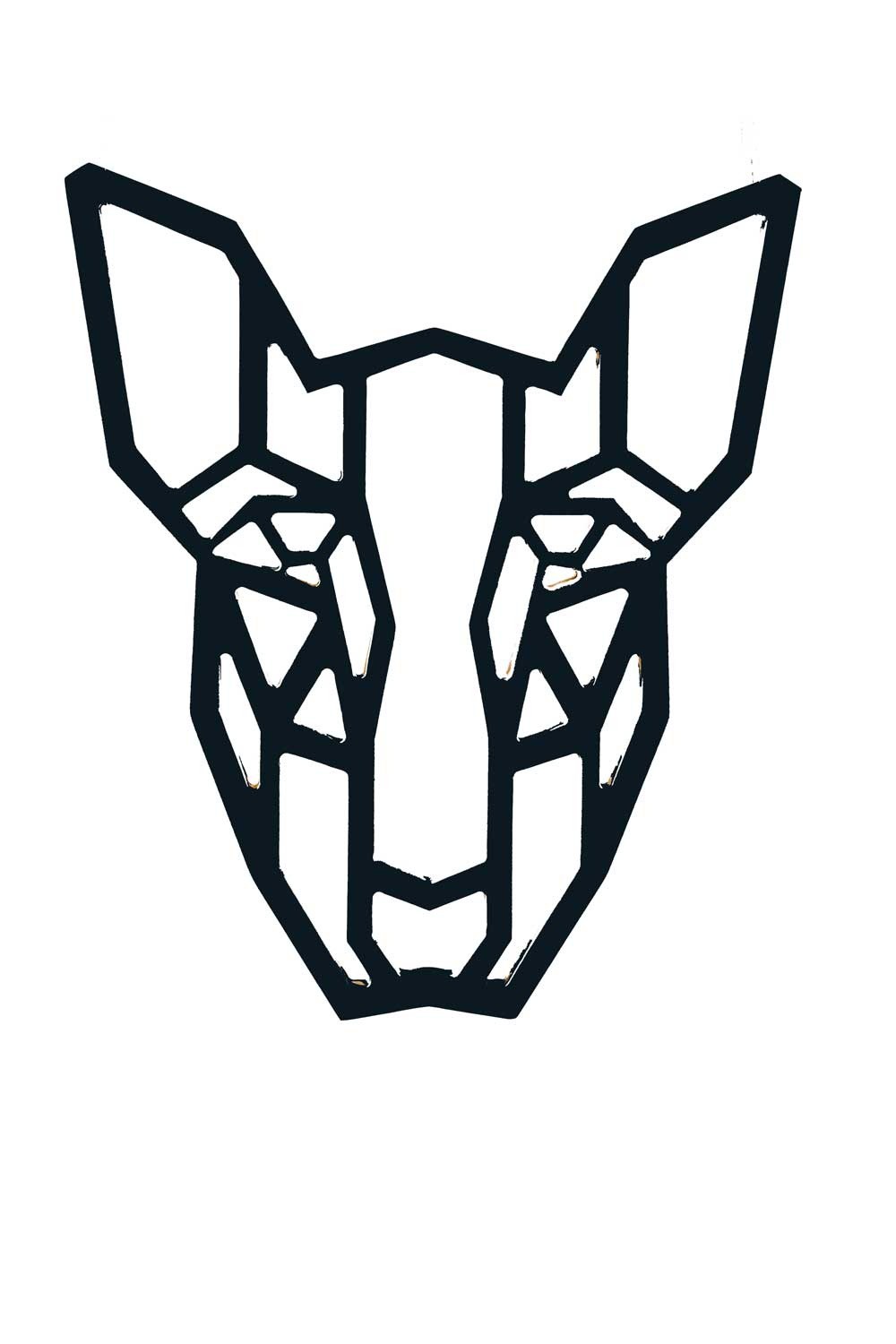 Silhueta decorativa de um cão Bull Terrier, na cor preta.