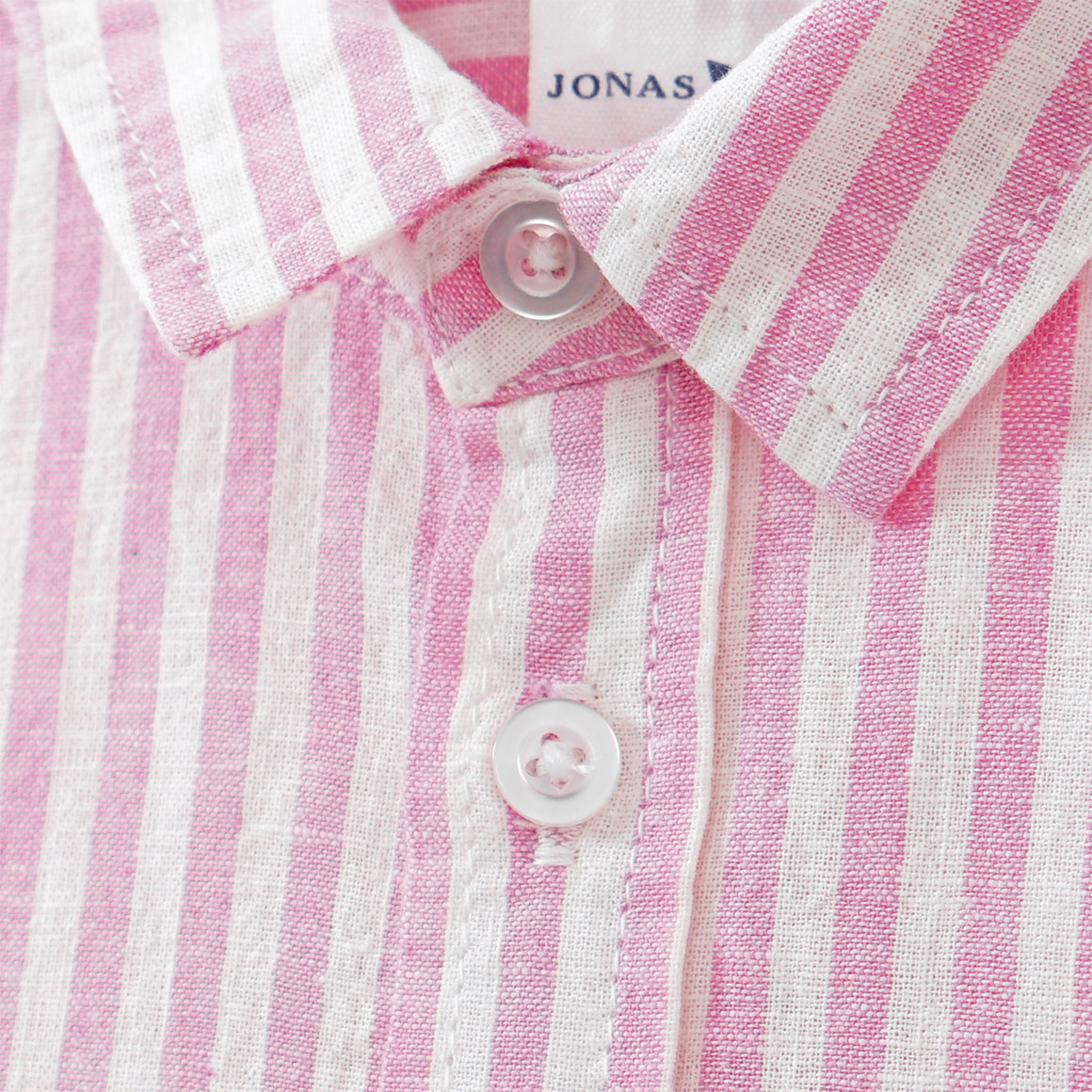 Jonas Nielsen Jungen Leinen-Hemd mit Streifen rosa / weiss