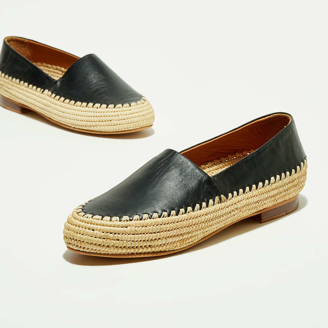 Quartier Latin Mocassins en Cuir & Raphia noires