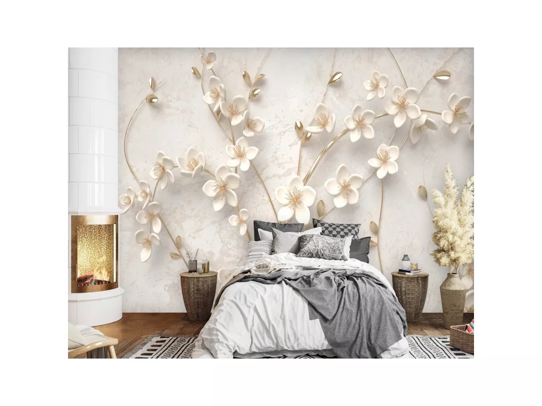 Papier peint fleurs sur les branches - 300 x 210 cm