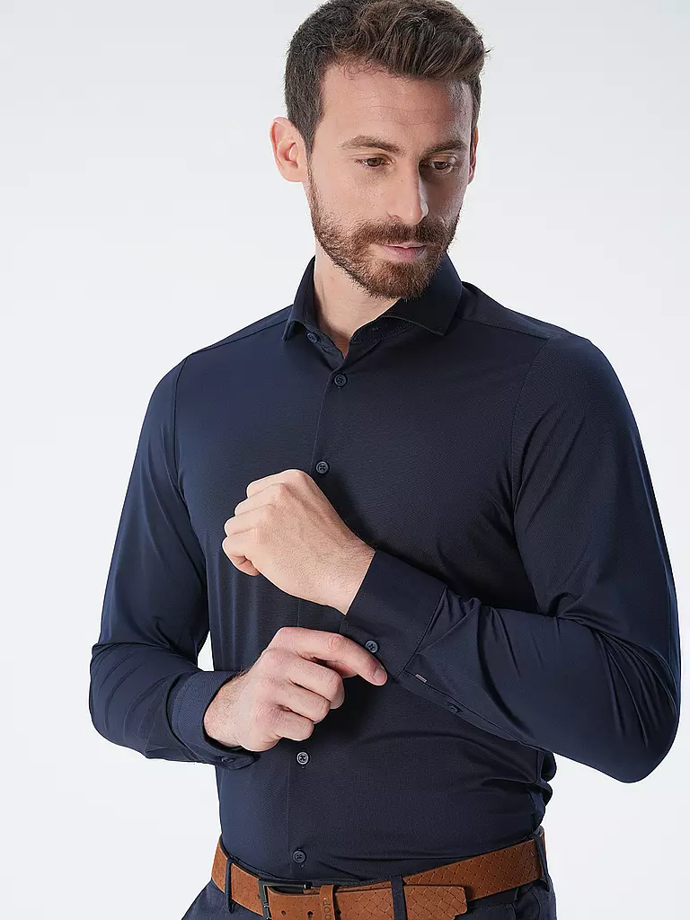 PURE Jerseyhemd Slim Fit  dunkelblau