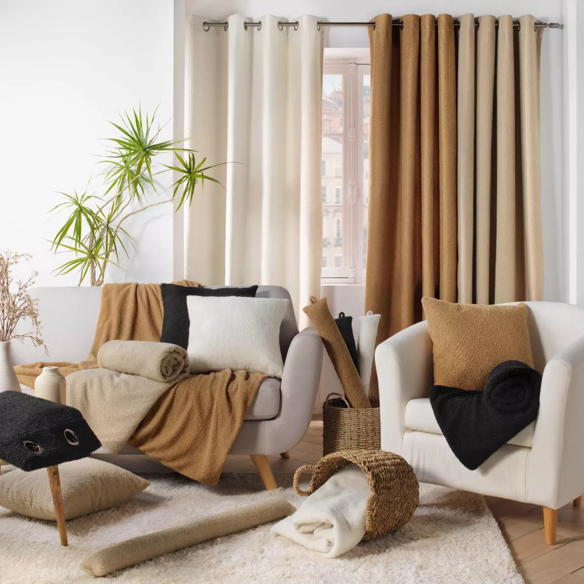 Rideau bouclette (140 x 240 cm) Wooly Camel