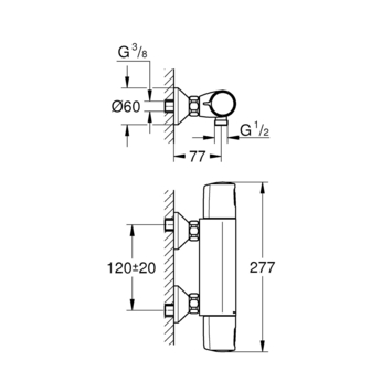 Grohe Thermostatische Douchekraan Precision Trend New 12 cm Mat Zwart