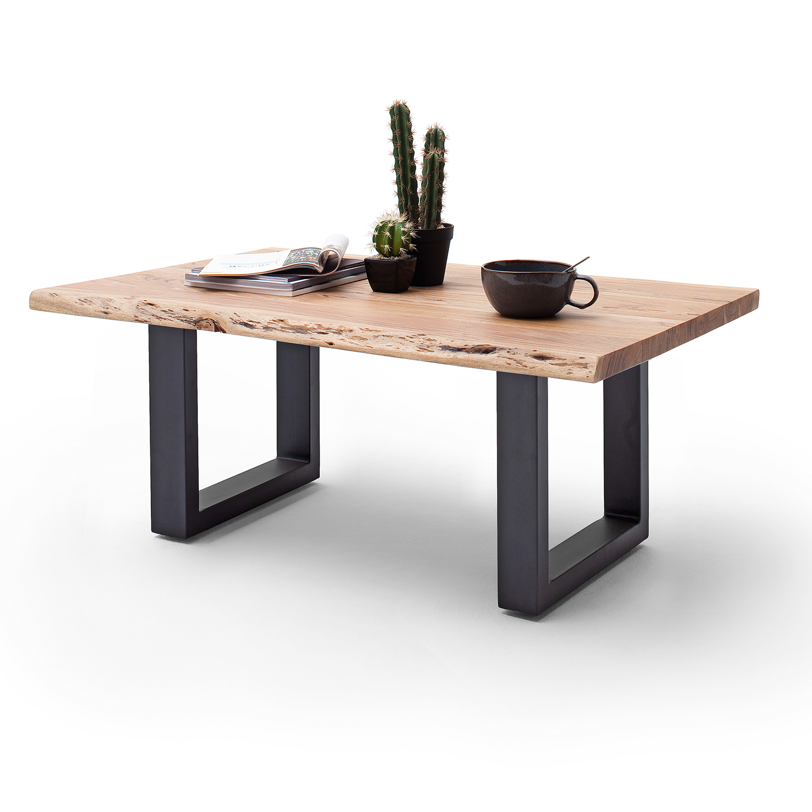 Couchtisch CARTAGENA - Akazie natur-anthrazit - U-Gestell - 110x70 cm