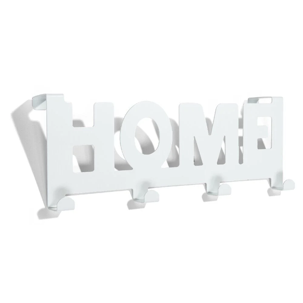 Crochet de porte HOME en métal blanc ou noir 36,5x16,5cm - 2 modèles