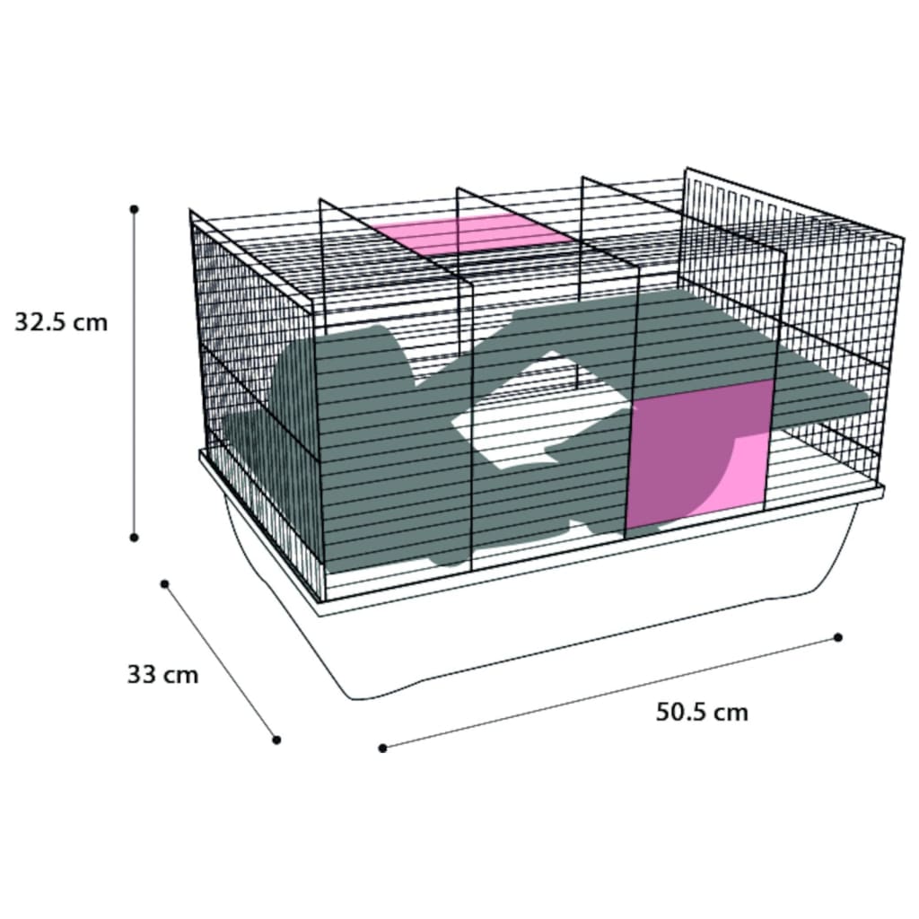 Cage pour hamsters jaro 2 50,5x33x32,5 cm noir et bleu