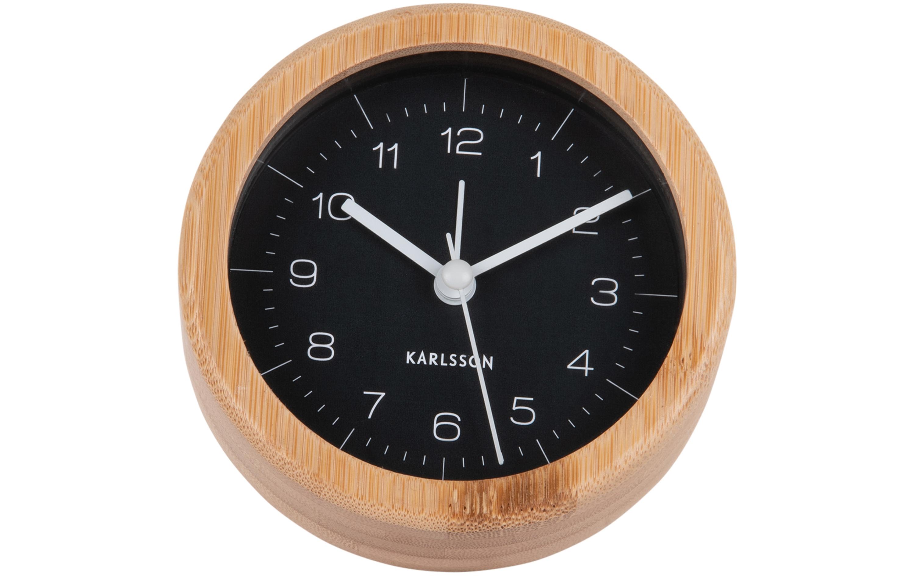 Klassischer Wecker Neat Round Bambus / SchwarzBambuswecker