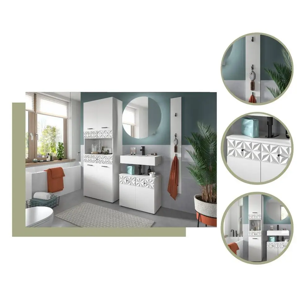 Hioshop Prisma badkamerkast 2 deuren- 1 lade wit