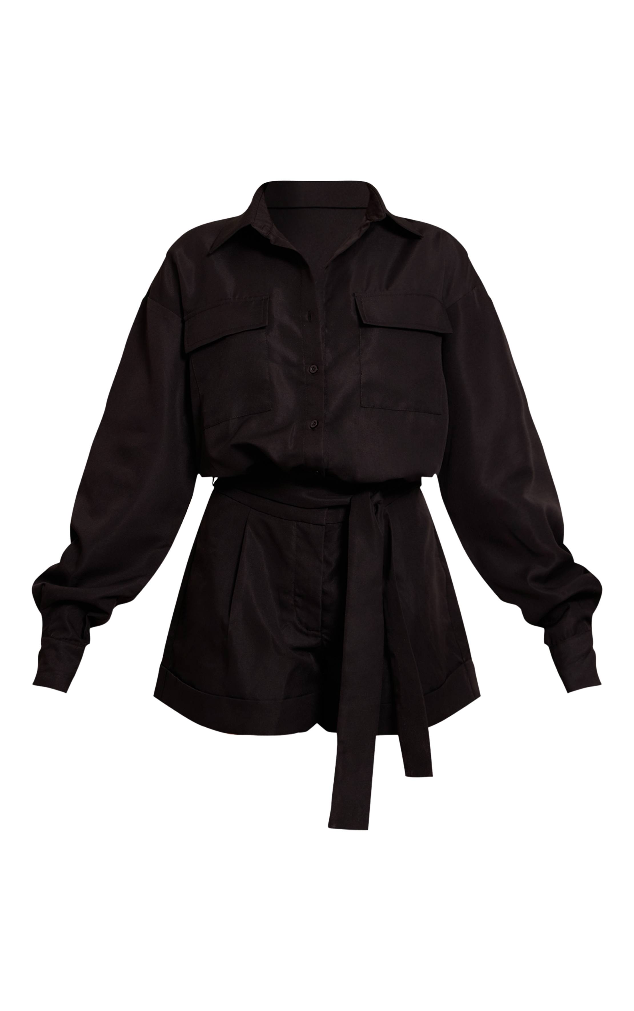 Noir Combinaison-pantalon Décontractée Tissée À Manches Longues