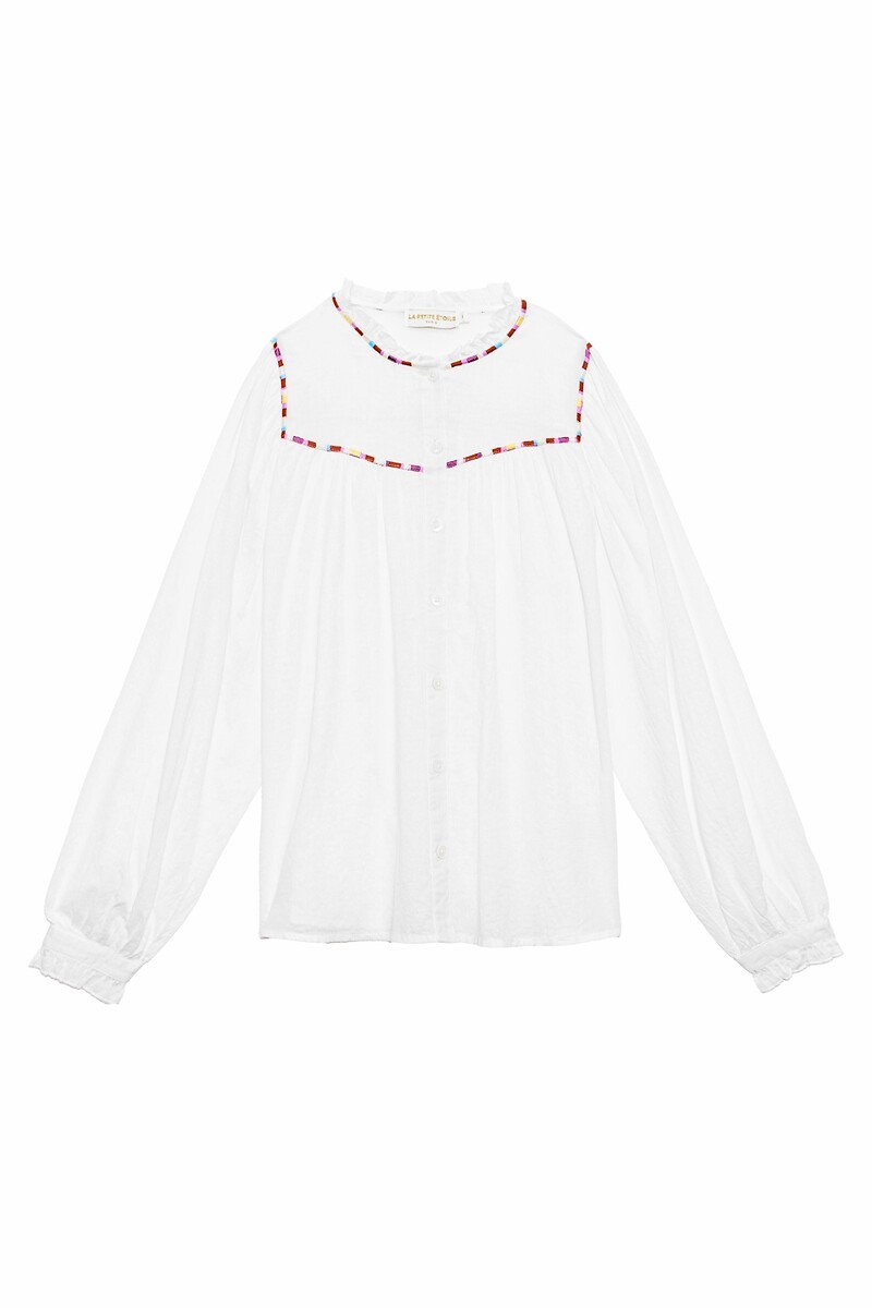 LA PETITE ETOILE<br>Blusa de algodão com decote redondo e detalhes bordados BEATTIE