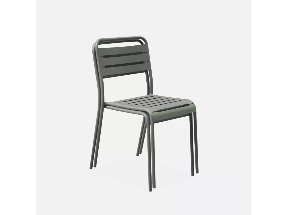 Lot de 2 chaises de jardin acier. 2 places. savane. Amelia. L44 x P52 x H79cm