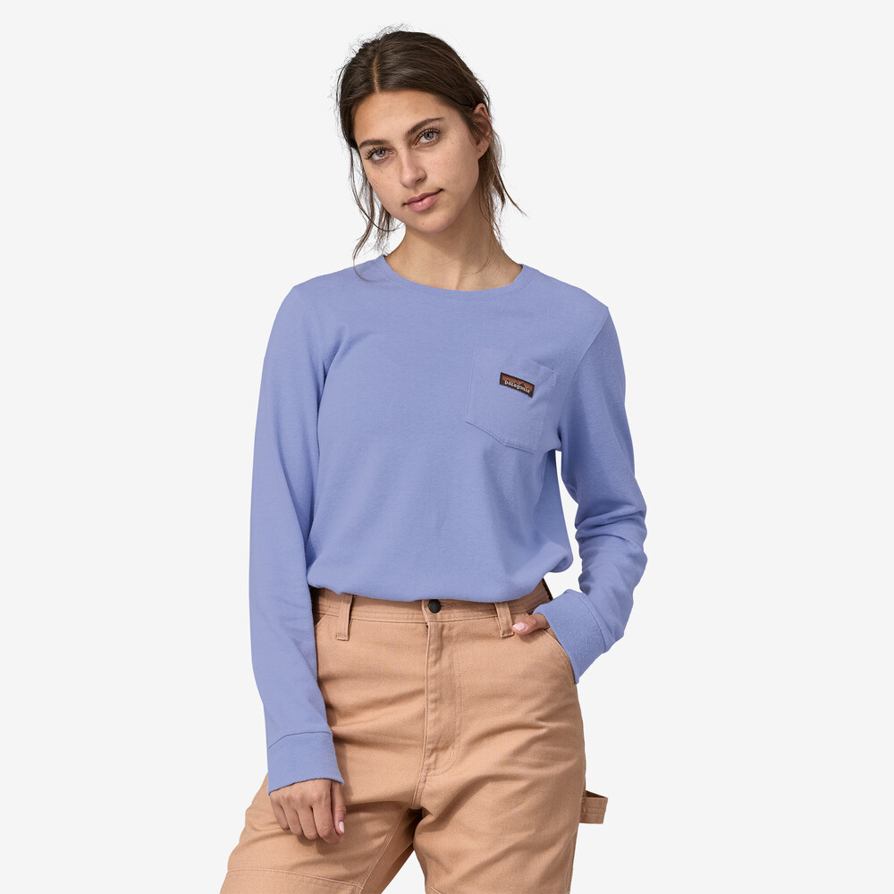Damen-Arbeits-T-Shirt mit langen Ärmeln und Tasche