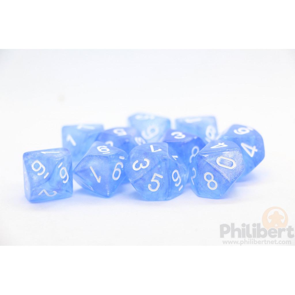 Set de 10 Dés 10 Faces Chessex : Borealis