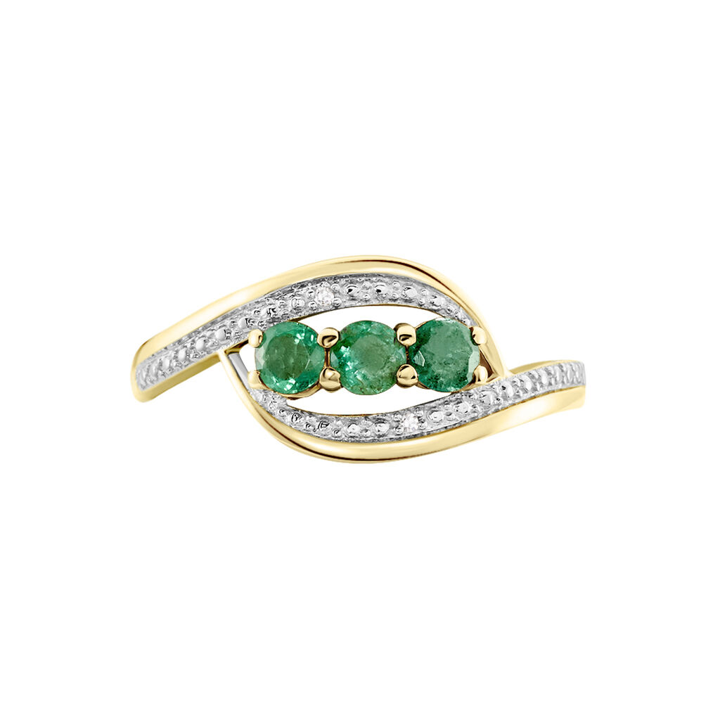 Bague Or Jaune Aurora Emeraudes Diamants