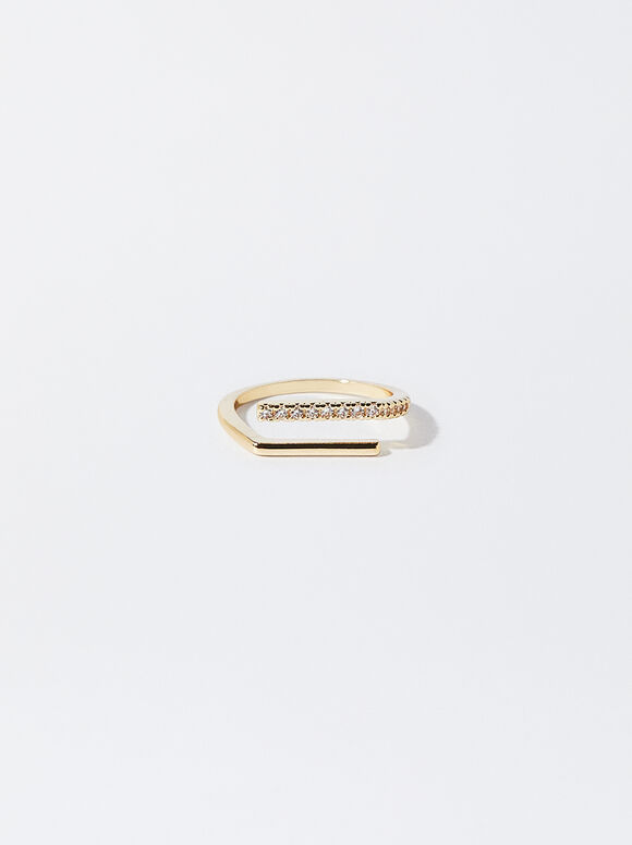 Anel de ouro com zircônia cúbica - Ouro