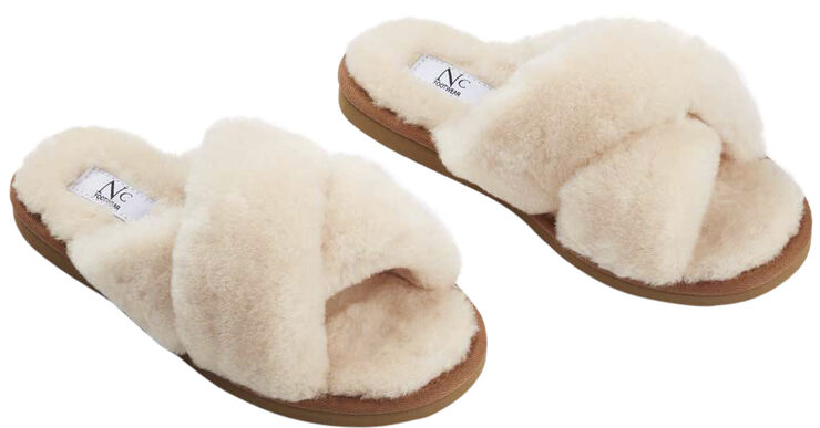 NATURES Collection Slippers Cross (100% New Zealand Sheepskin) Natur Nature
