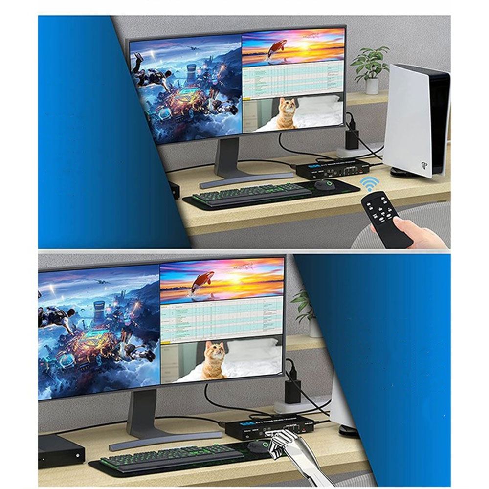 4-fach HDMI 1.4 4K Adapter Splitter Switch Audio Video Konverter Umschaltbox 4 x Input / 1 x Output mit Fernbedienung   Netzteil  - Schwarz