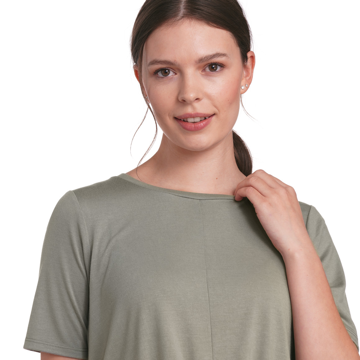 Gina Sports Damen Yoga-T-Shirt mit Knotendetail oliv