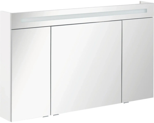 FACKELMANN B.clever spiegelkast, 120 x 16 x 71 cm, wit, 3-deurs, LED, IP20