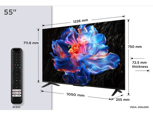 TCL - TV LED 4K 139 cm 55P6K 4K HDR avec Google TV 2025
