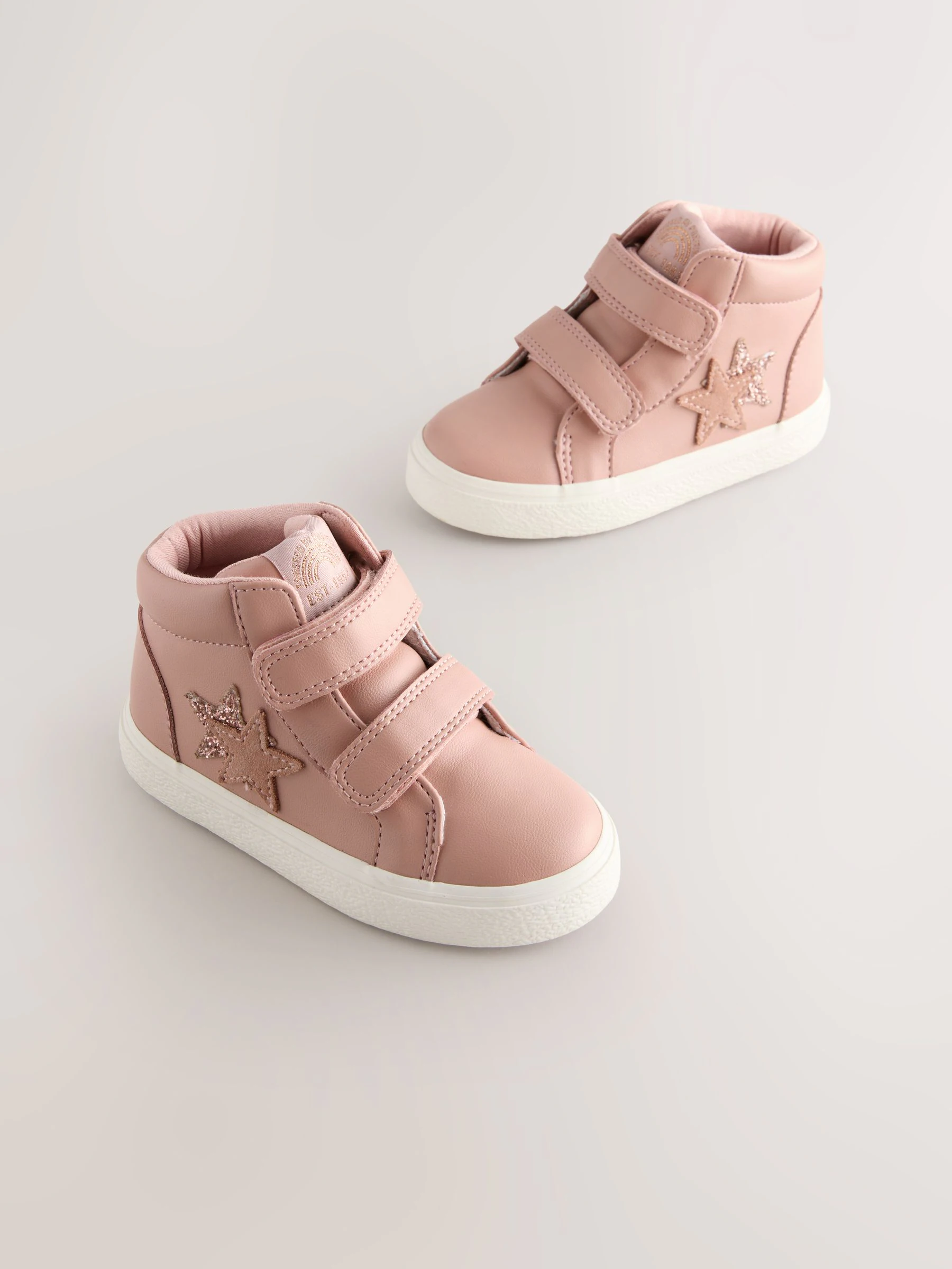Roze - Hoge sneakers met klittenbandsluiting