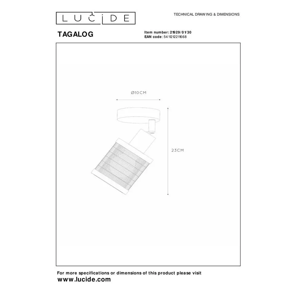 Lucide TAGALOG Plafondspot - Zwart