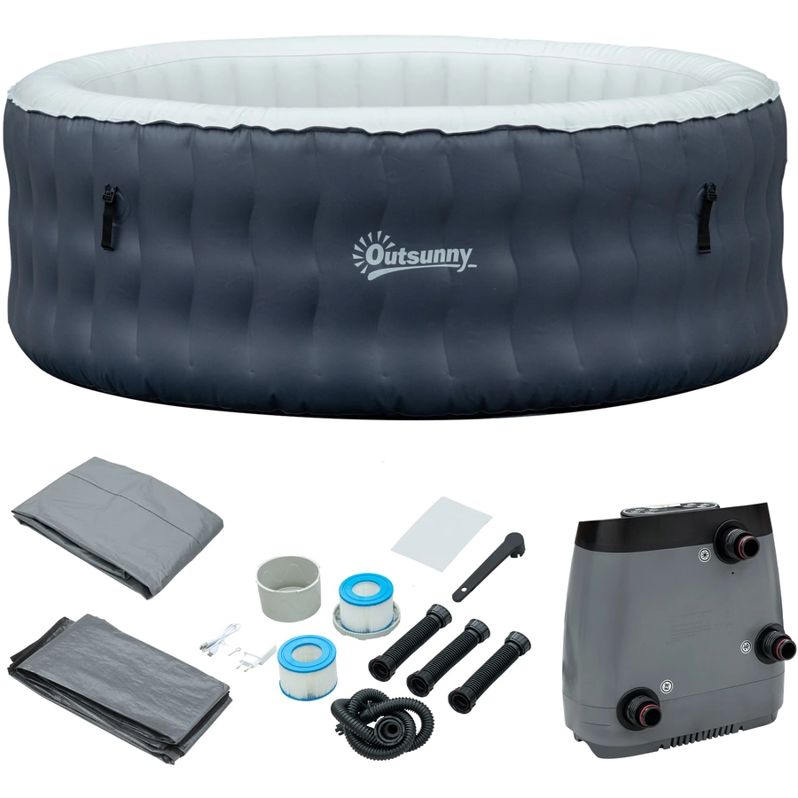 Outsunny Whirlpool mit LCD-Anzeige blau
