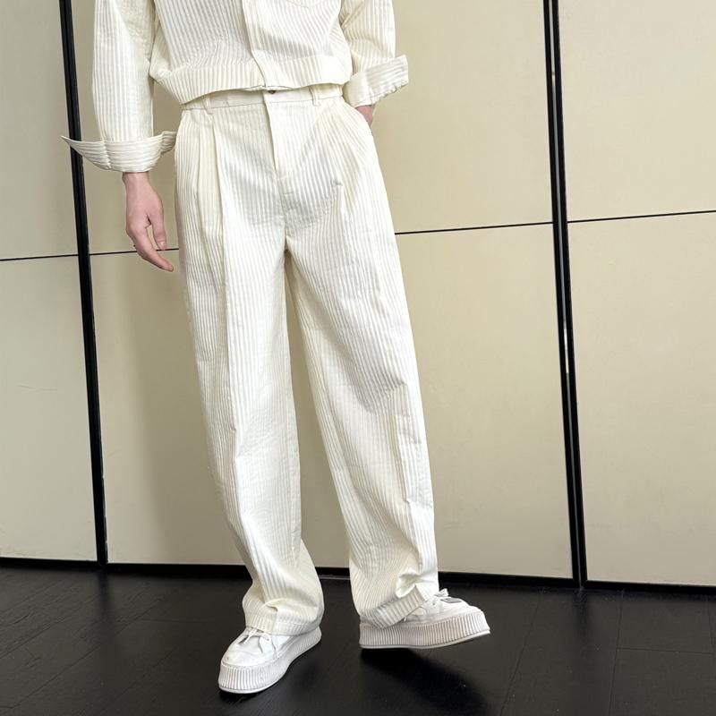 Freehop - Mid Rise Plain Textured Straight Leg Broek