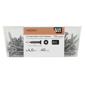 KARWEI unischroef platkop rvs 4x40 mm (150 stuks)