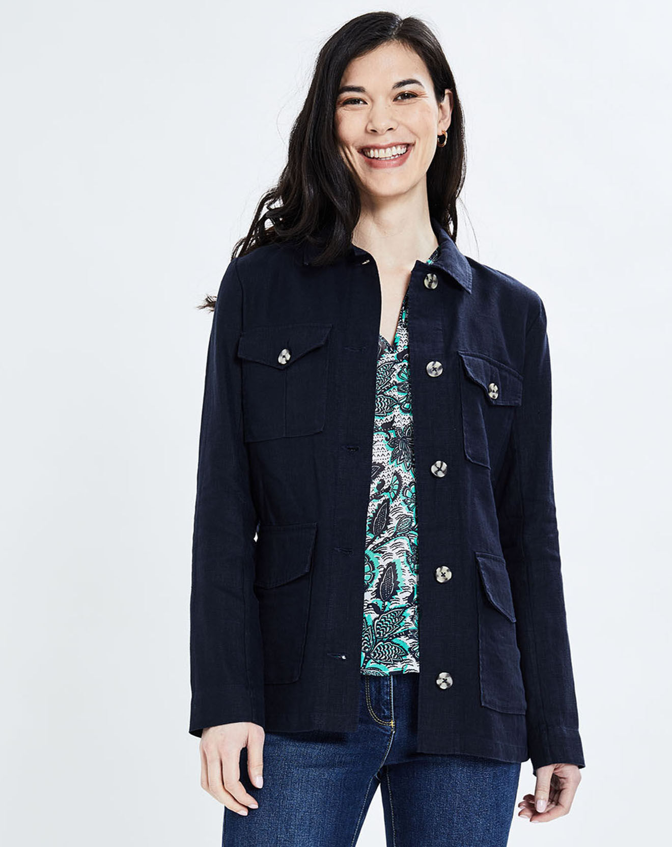 Caroll Veste Saharienne 100% Lin Vittoria B marine