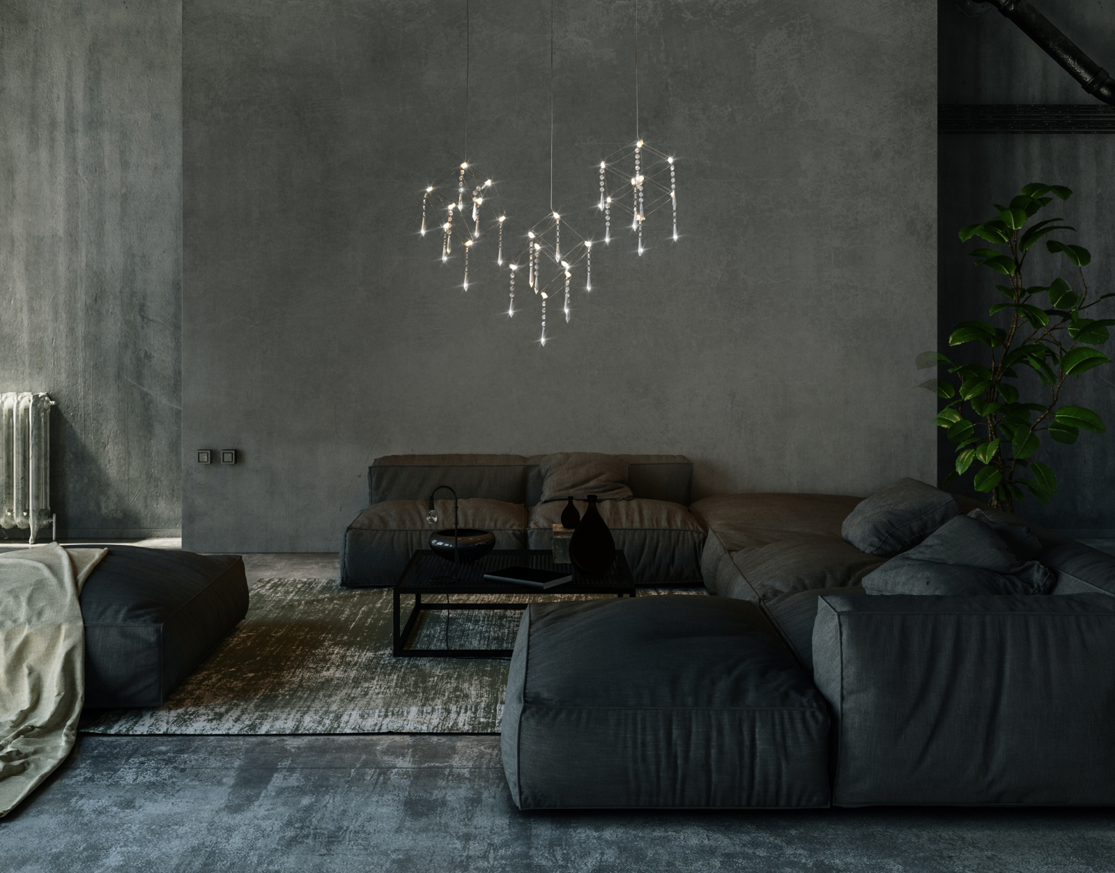 LED-Pendelleuchte ARANEUS - Chrom - 150 cm lang