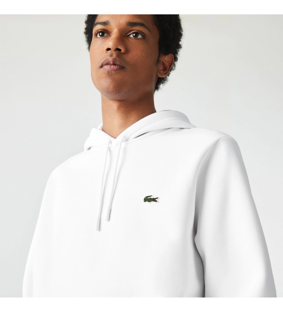 Moletom com capuz Lacoste em algodão orgânico, branco