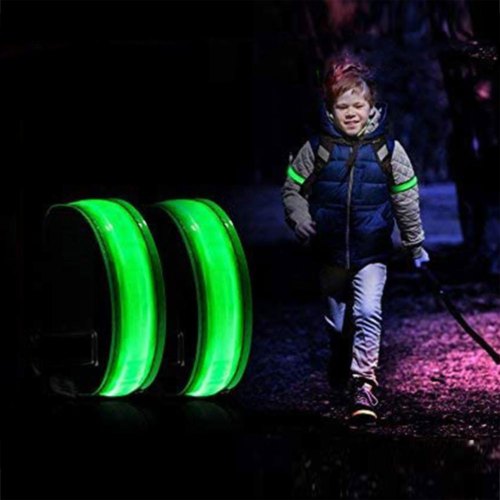 Aufladbares USB Leuchtarmband für Kinder / Erwachsene zum Sport / Joggen / Radfahren (28-32cm) - Neon Gelb