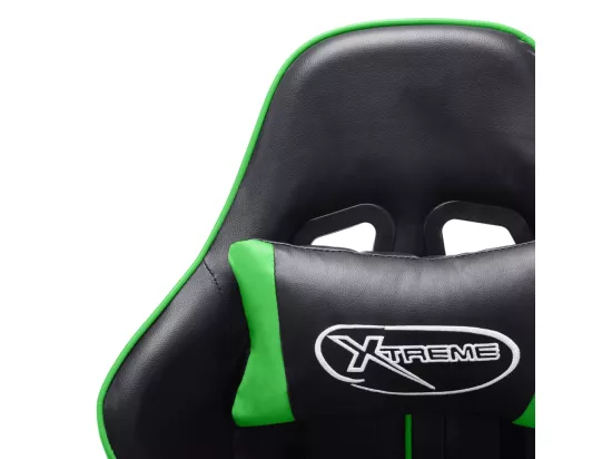 Chaise de jeu avec repose-pied Noir et vert Cuir artificiel