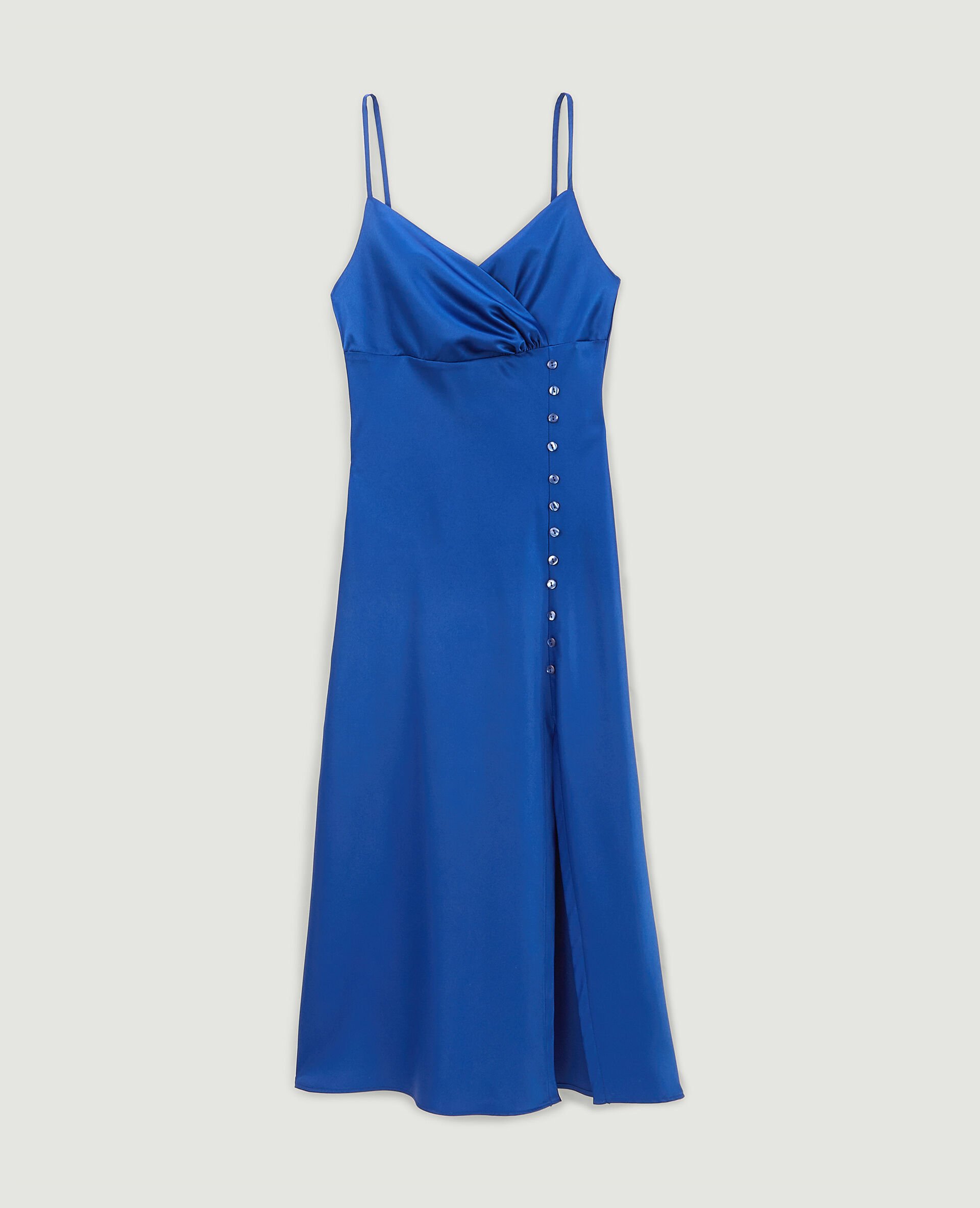 Robe longue cache-cœur en satin - Bleu clair