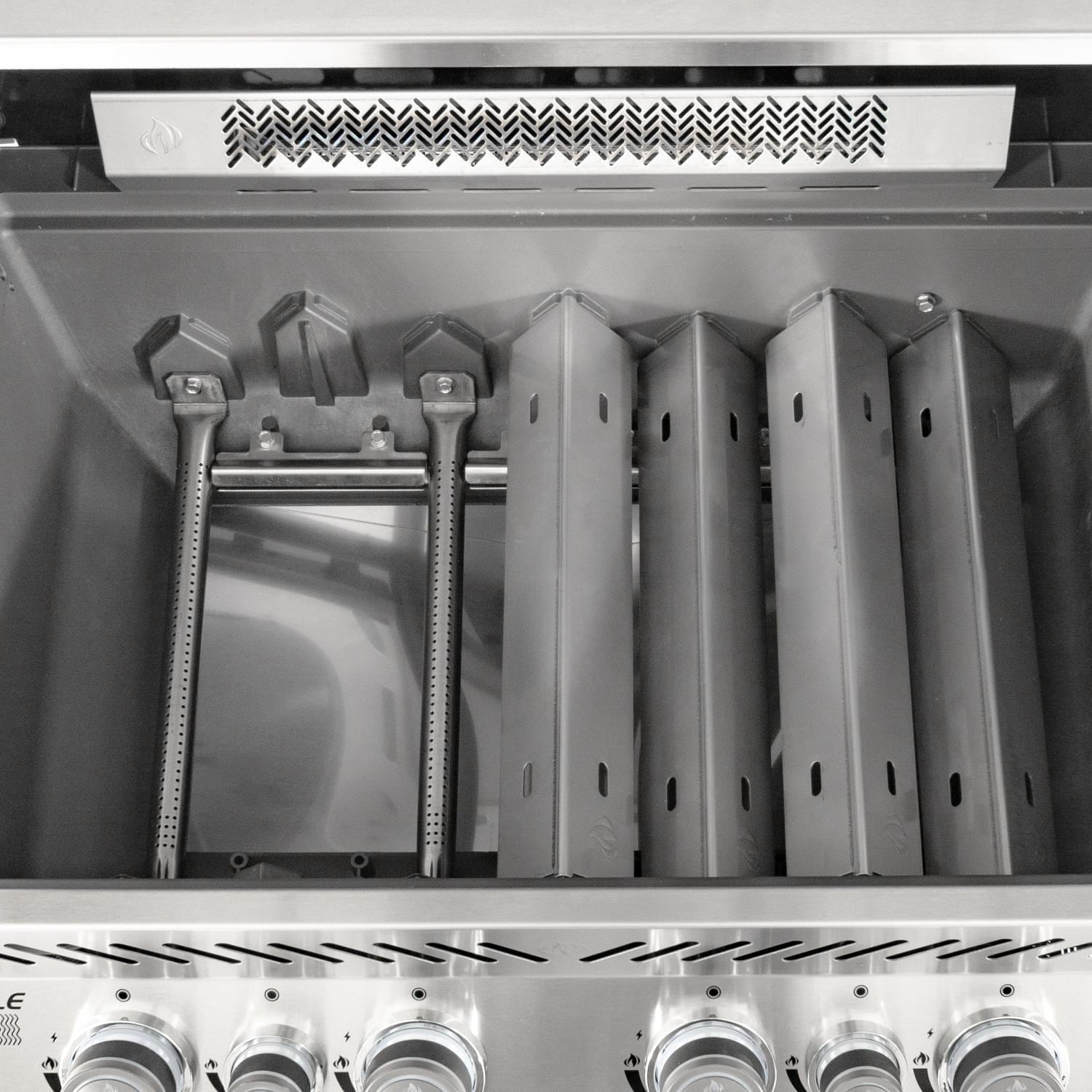 Churrasqueira a gás propano Napoleon Prestige 500 com queimador traseiro infravermelho, queimador lateral infravermelho e kit para rotisserie - P500RSIBPSS-3