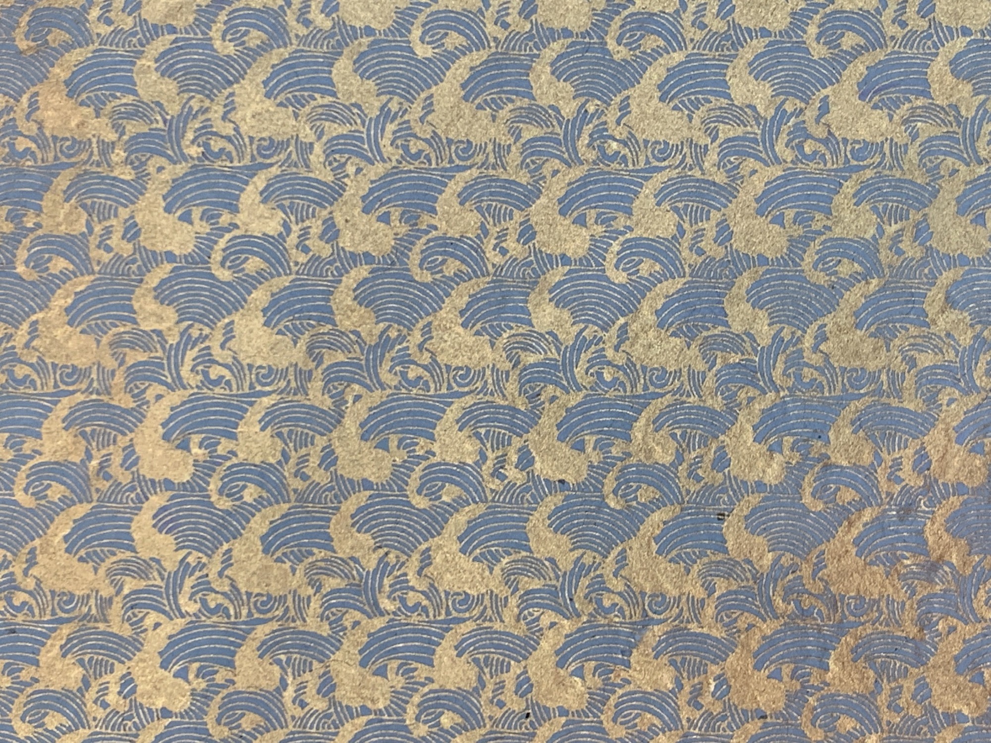 Geschenkpapier 'Wellen' blau-gold, B 76 cm, L 51 cm günstig bestellen
