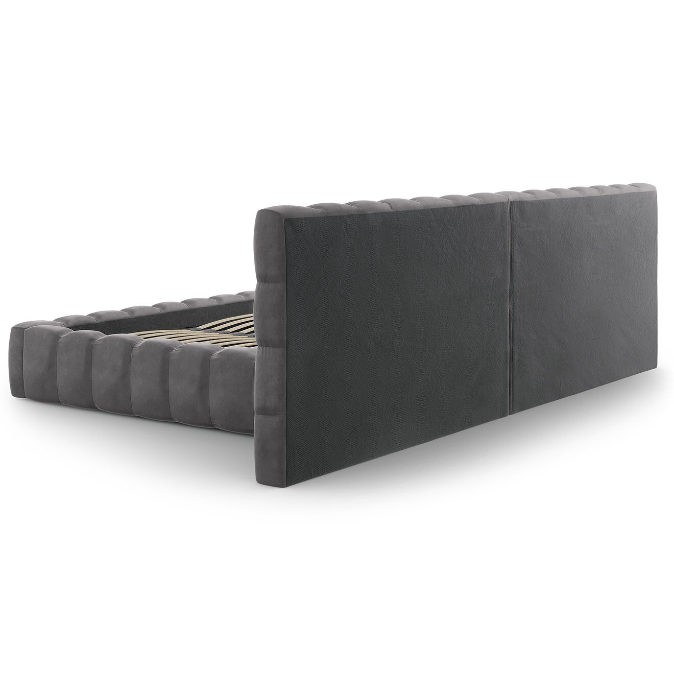 Cosmopolitan Design Lit avec coffre de rangement Bali Velours gris - 200x200 cm