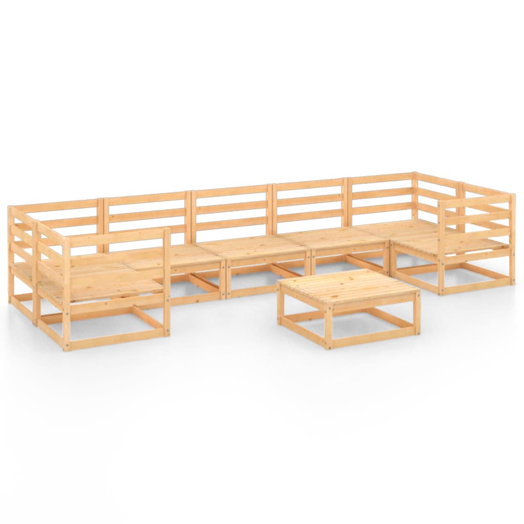 Salon de jardin meuble d'extérieur ensemble de mobilier 8 pièces bois de pin massif