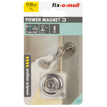 Magneet Neodymium met oog 32x44mm