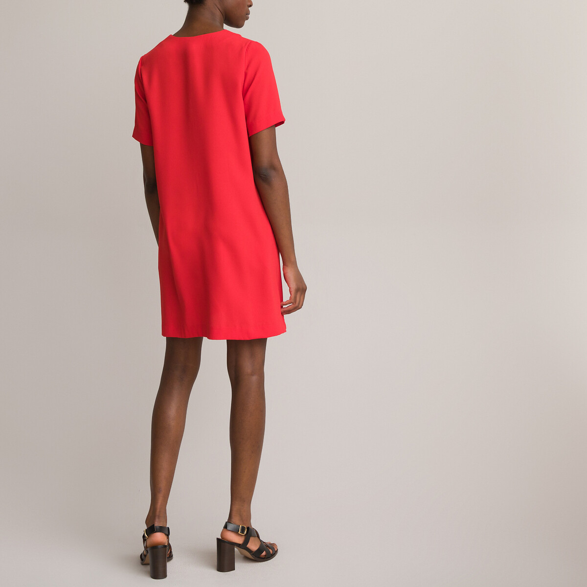 COLEÇÃO LA REDOUTE<br>Vestido curto, decote em V, mangas curtas