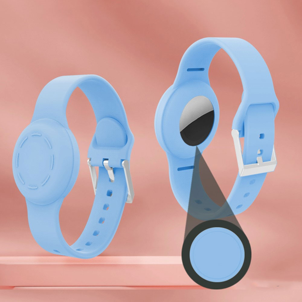 Apple AirTag Silikon Armband für Kinder Wasserdicht mit Verschlusskappe (Gelenkumfang: 130-180mm) - Schwarz