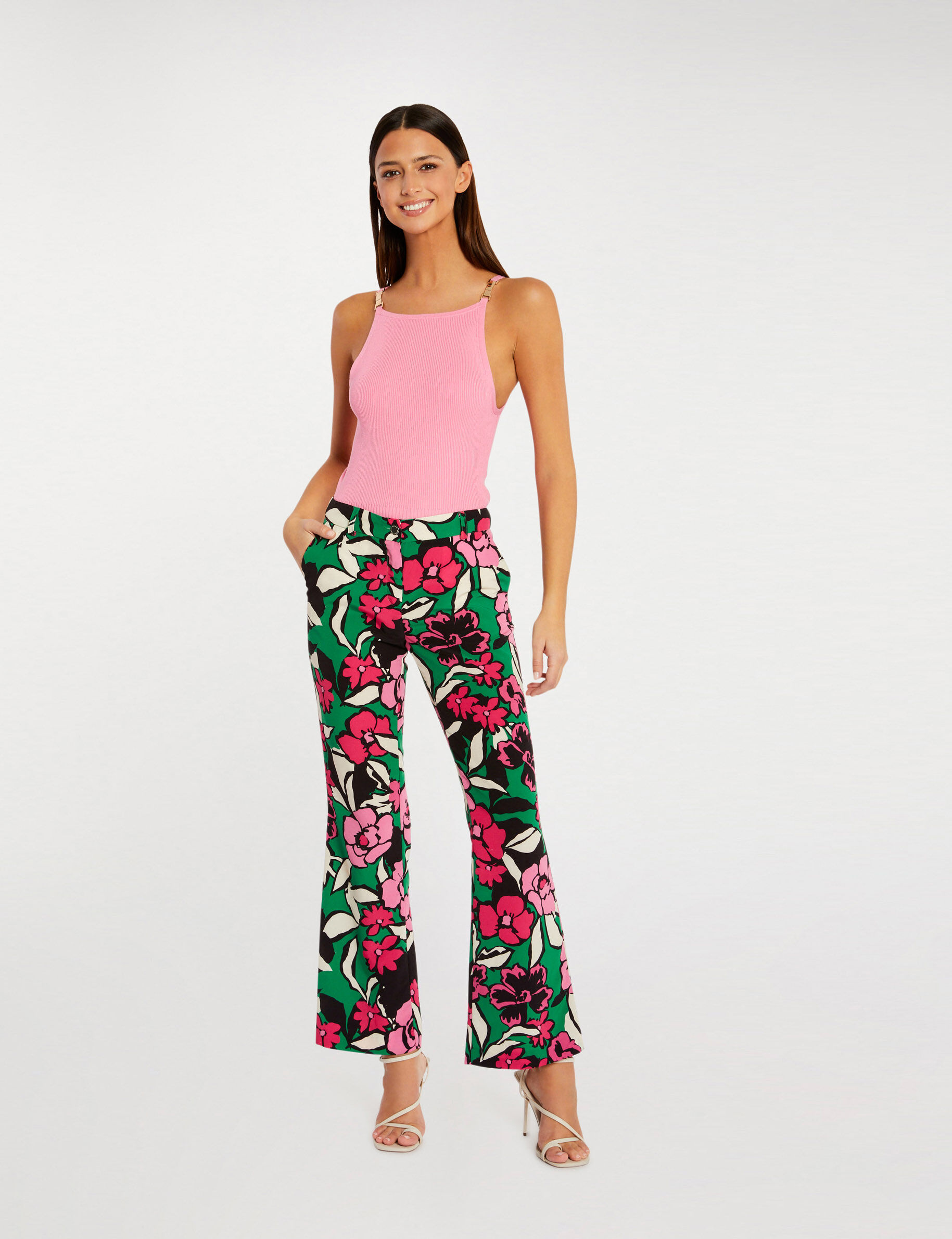 Pull débardeur bretelles fines rose clair femme - rose_clair