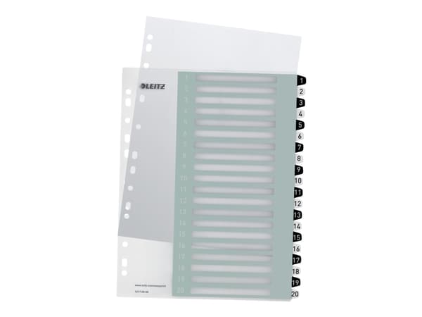 Leitz WOW Extra Wide - Inndeler - 20 deler - fortrykt: 1-20 - for A4 (210 x 297 mm) - svart, hvit