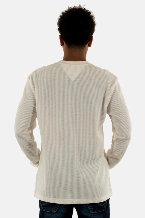 Tee shirt manches longues tommy jeans reg waffle ybh ancient white