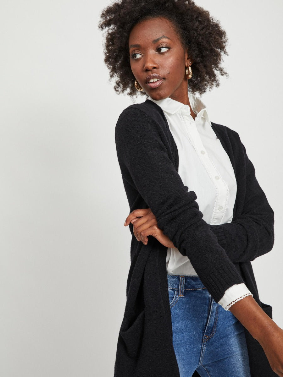 Vila  Viril l/s open knit cardigan-noos - sort